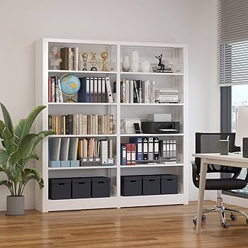 Amazon.com: ZONLESON 5-Tier Industrial White Metal Bookshelf