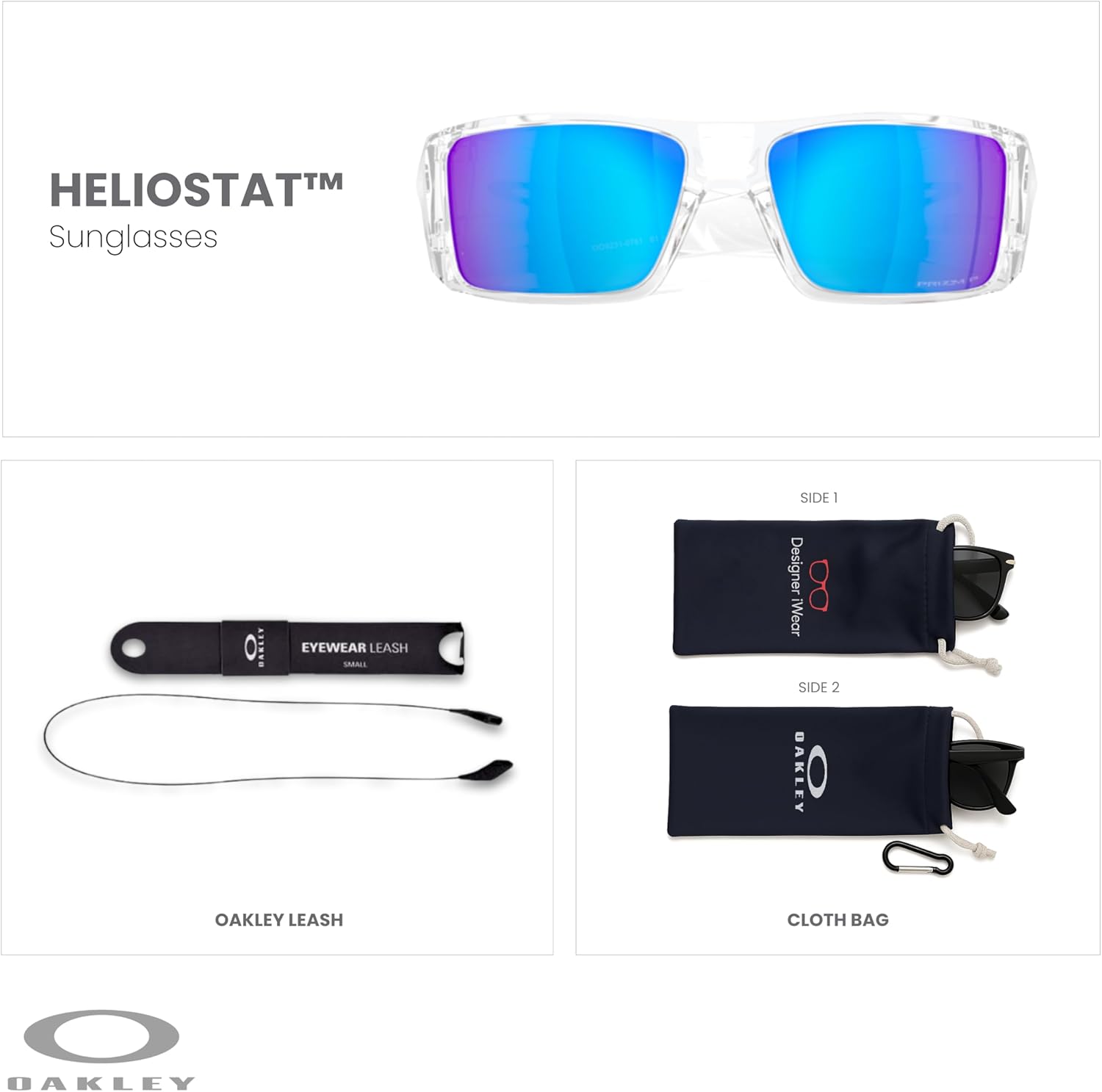 Oakley Heliostat OO9231 Rectangle Sunglasses for Men+ Bundle Accessory Leash Kit, Microfiber Pouch