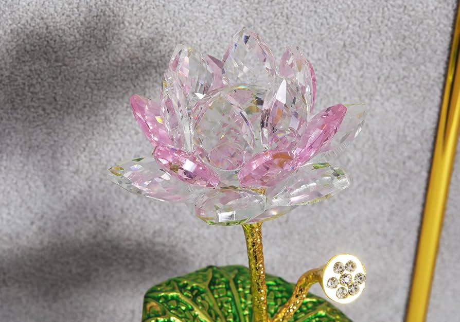 Amazon.co.jp: 蓮の花 置物 ガラス ホーム ガラス細工 透明 装飾