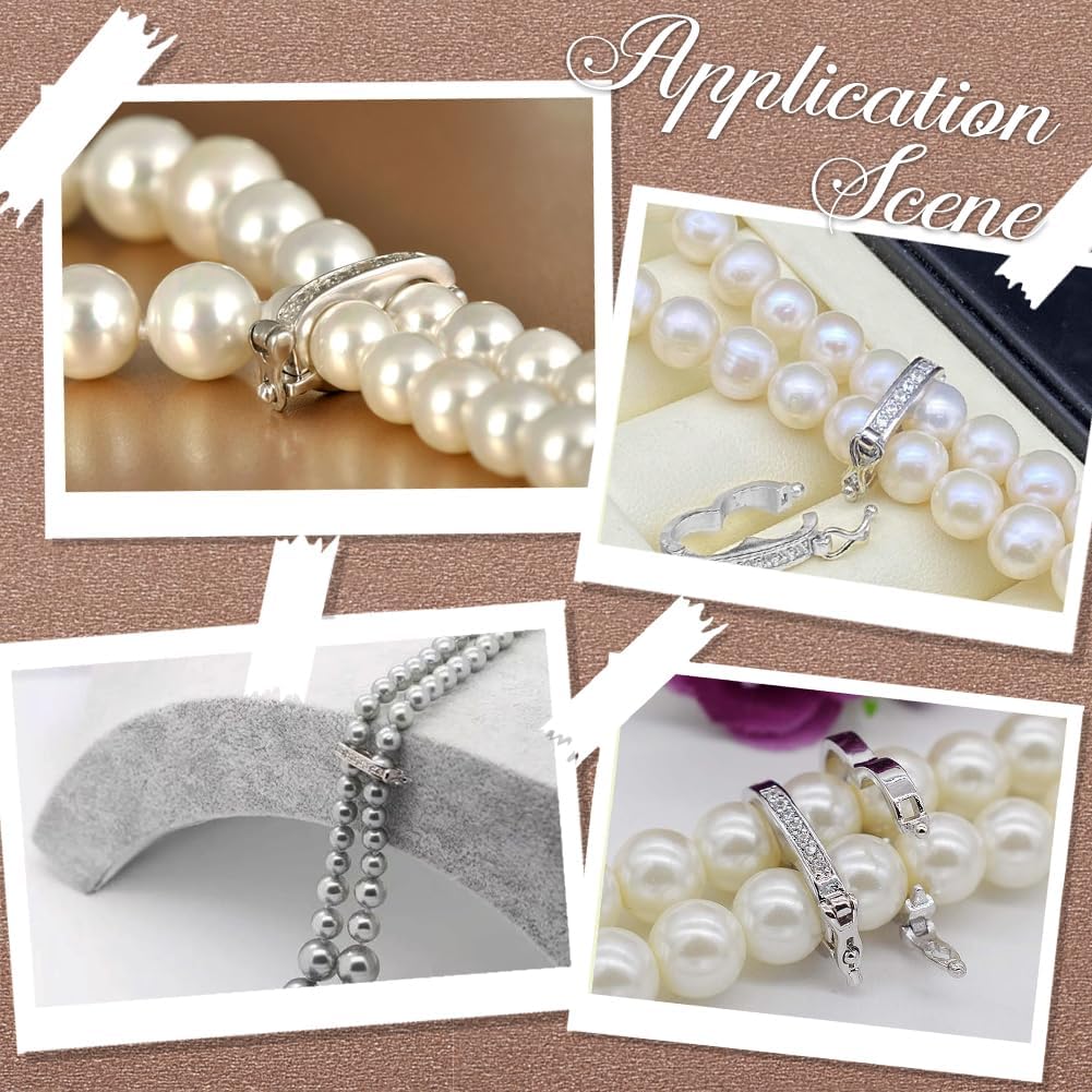 Beebeecraft Rhodium Plated 925 Sterling Silver Necklace Shortener Clasp 2Pcs Peanut Pearl Enhancer Push Clip Clasp Connectors for Jewelry Making