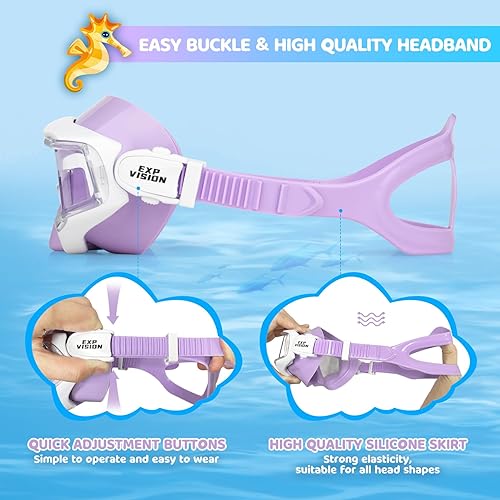 Miniatura 4 de Máscara de natación para niños, gafas de natación antivaho de 180 para niños, máscara de buceo, a prueba de fugas, con cubierta de nariz para niños