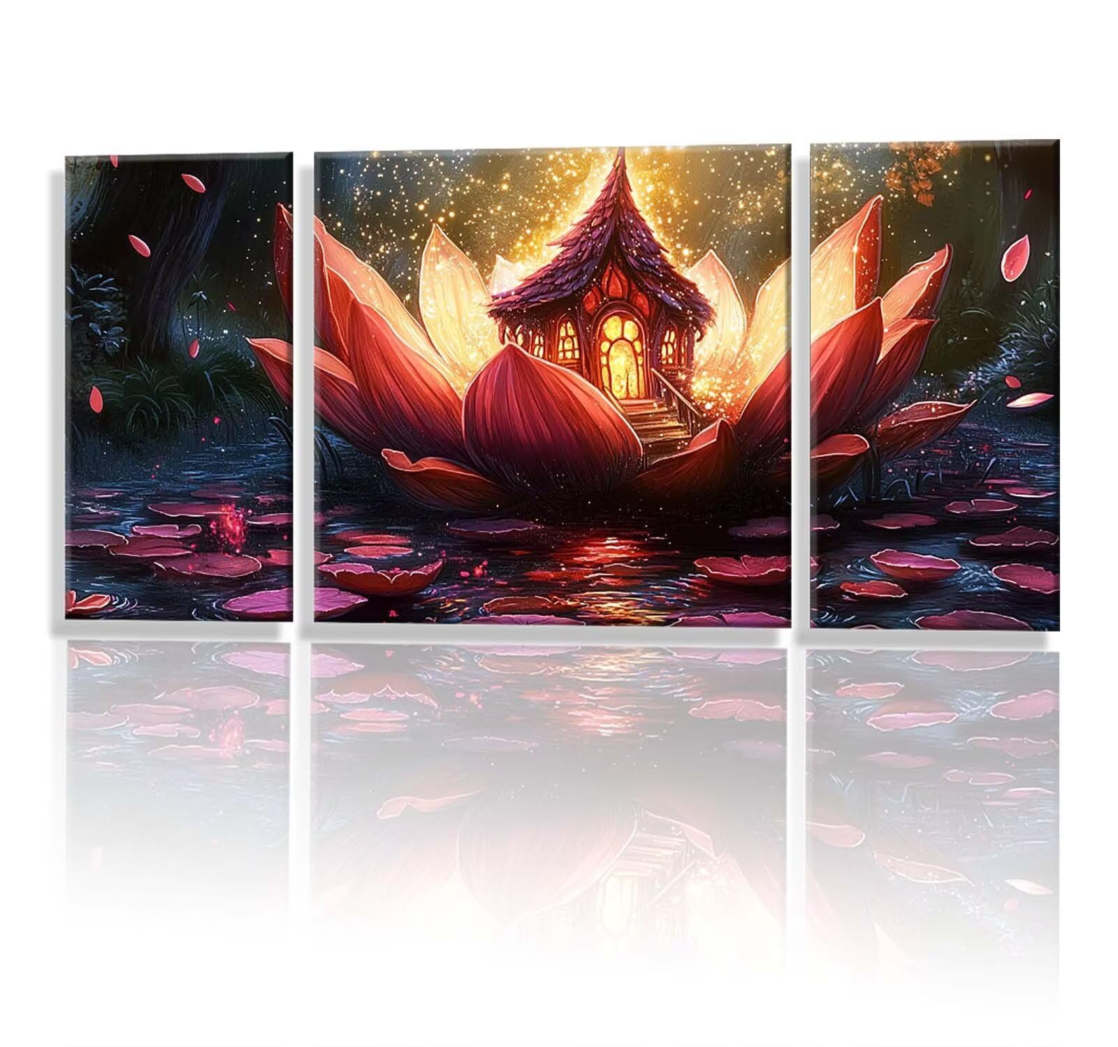 3 Pezzi Dipingere con i Numeri adulti, Paint by Numbers Cabina Loto, Kit Lavoretti Creativi, Kit di Pittura Acrilica Fai-da-Te, con 3- Pennello, Decorazioni Casa 70x140cm (Senza Cornice) y1s-707