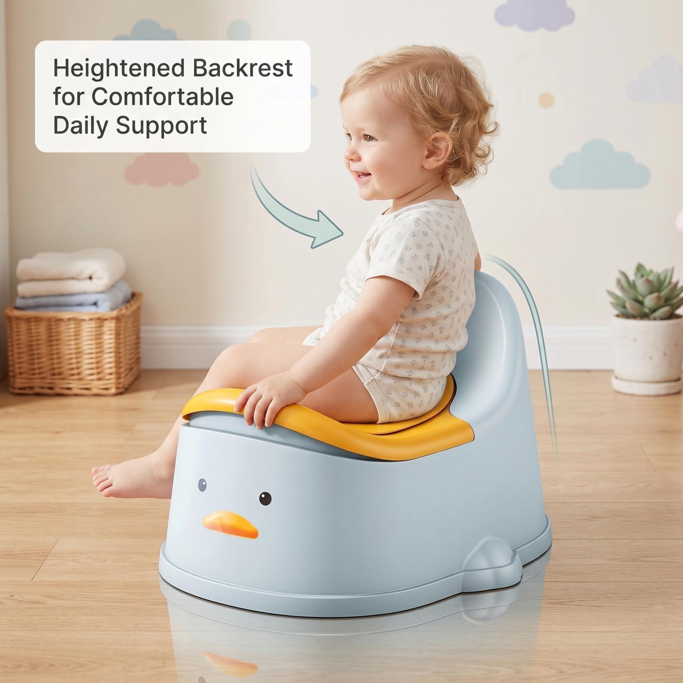 Töpfchen, Töpfchen-Trainingstoilette für Kleinkinder, spritzwassergeschützt und leicht zu reinigen, hohe Rückenlehne, (klein, 0–2 Jahre), blau