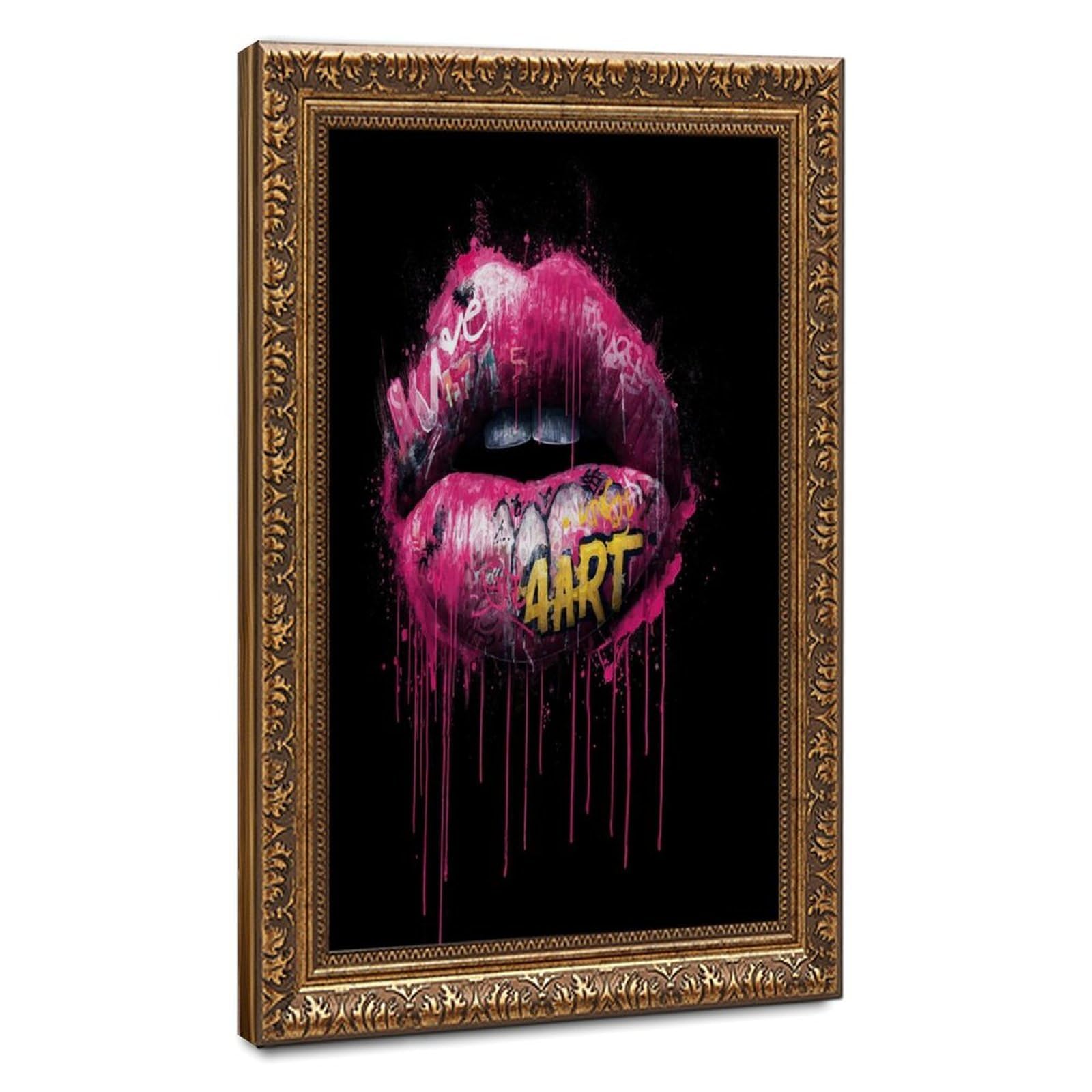Bareronor Graffiti Lips Canvas Poster Bedroom Decor Landscape Office Room Decor Gift 16" L X 24" W