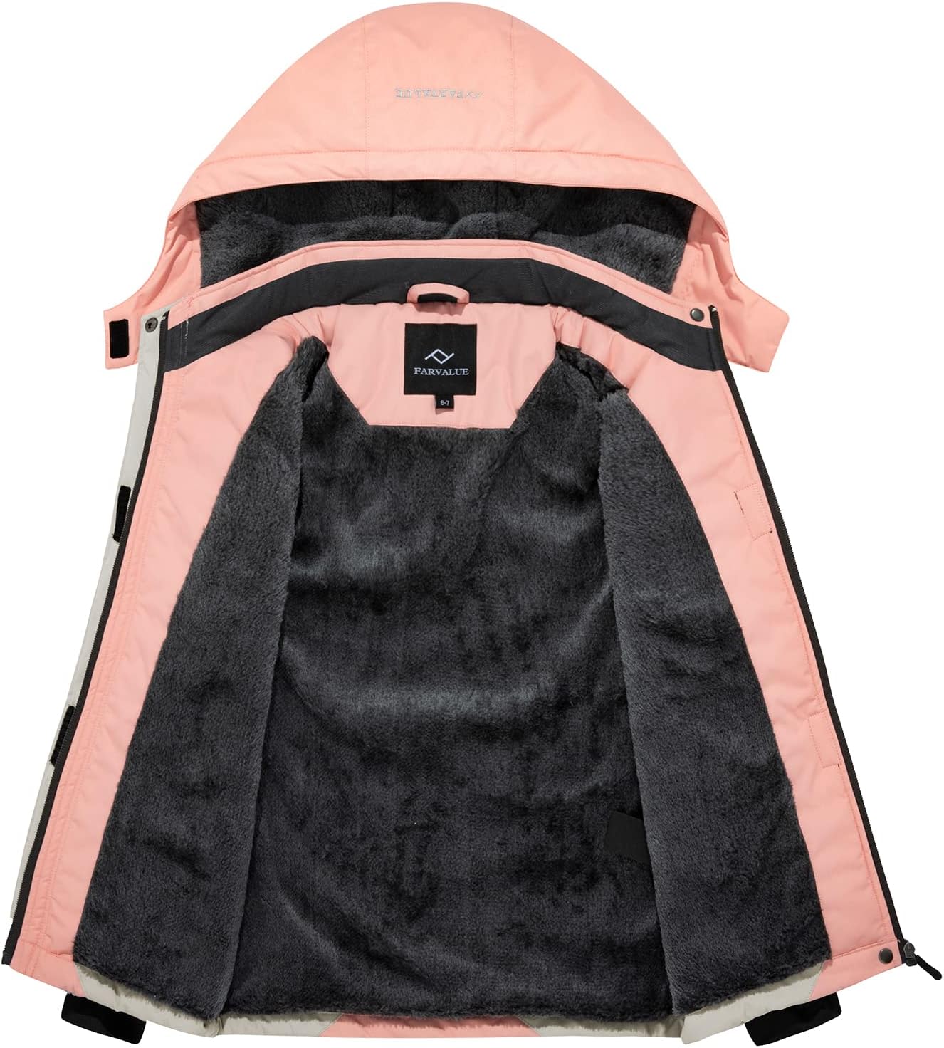 FARVALUE Girls Waterproof Ski Jacket Windproof Winter Coat Warm Fleece Snow Coat Outdoor Raincoats Hooded - Image 3