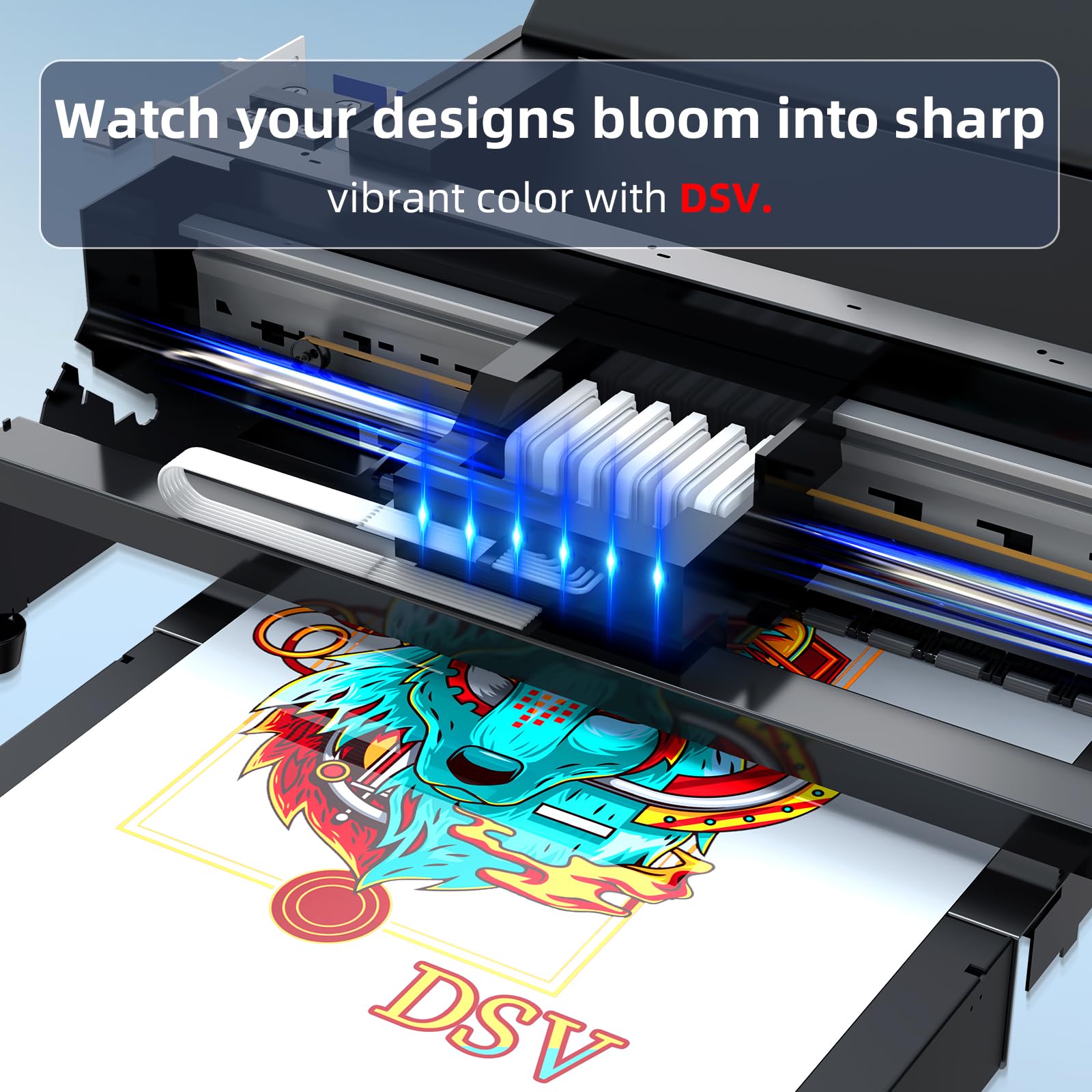 DSV DTF Printer A3 L1800 Transfer Printer Direct to Film Print Preheating T-Shirt Printing Machine for DIY Print Dark & Light Fabrics (Printer+Oven+5 x 250ml Ink+100 Sheets Film)