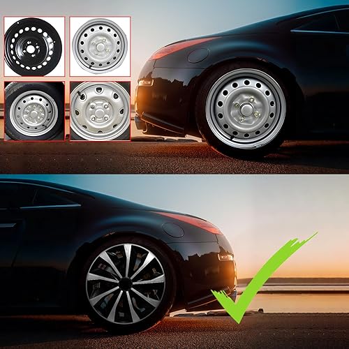 Miniatura 4 de Juego de Tapacubos para Auto, Juego de Reemplazo de Tapacubos R16, Kit de Tapacubos R16 de Clic, Juego de Cubierta Universal para Llanta Compatible