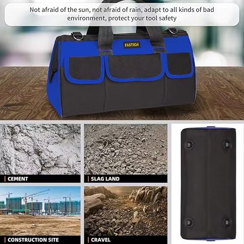 Miniatura 6 de FASTECH Bolsa de herramientas resistente de 19 pulgadas con boca ancha para almacenamiento de herramientas, transportador y organizador, bolsa de