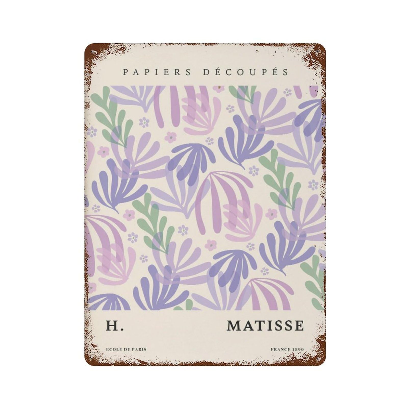 xiaoxiaoshen Matisse Flower Papiers Decoupes Floral Wall Decor Art Metal Tin Poster Modern Home Decor Art Home Bar Shop Decorations Vintage Sign 40x30cm