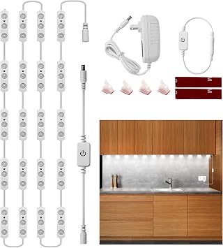 LPHUMEX Flexible Jewelry Showcase Lighting, 10FT Bright White 6000K Display Case LED Lights, with Dimmer Switch & Power Adapter, 60 LEDs Lights for Showcase