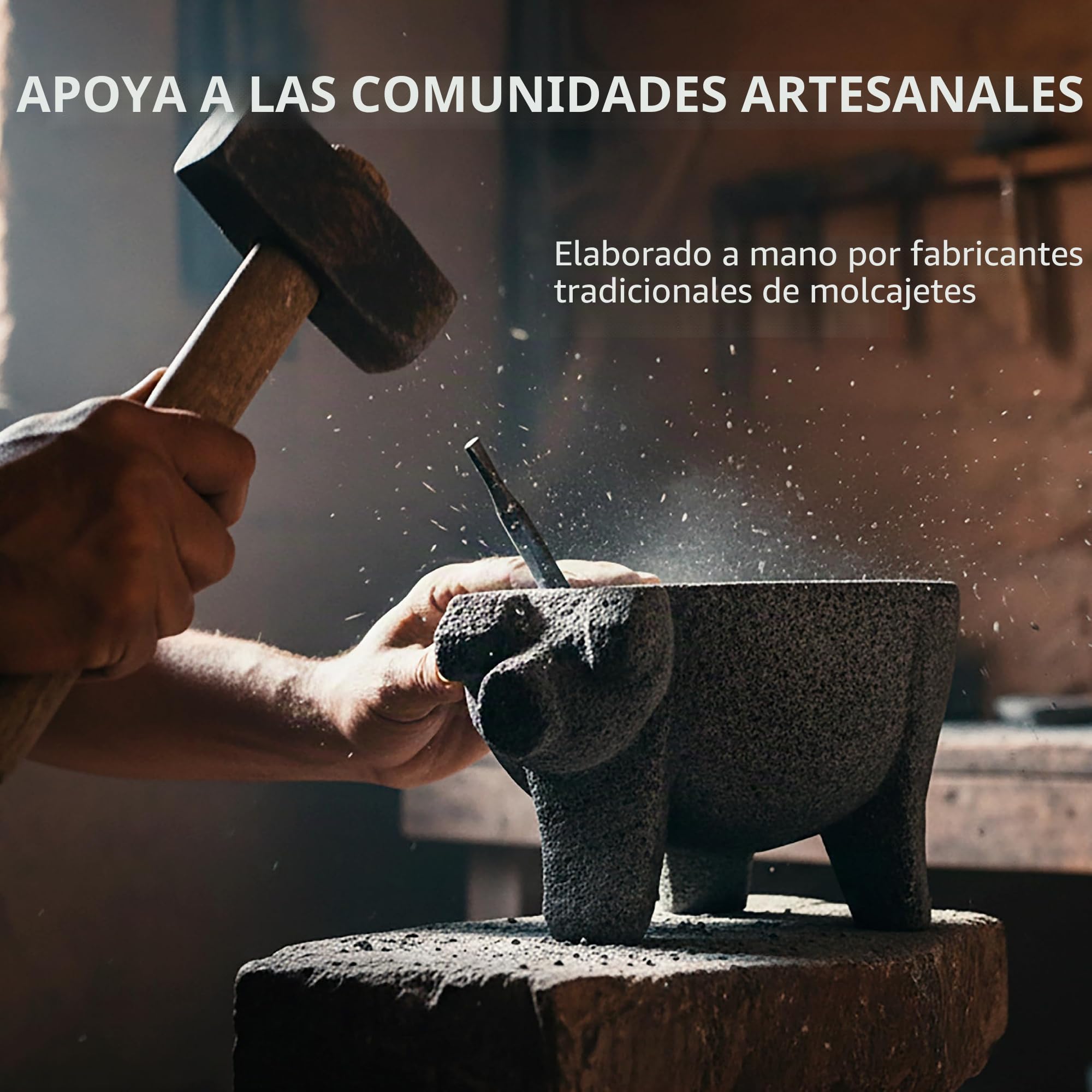 Mortero Molcajete de 9 pulgadas con diseño de cerdo, hecho a mano mexicano con lava de calidad ideal como tazón de hierbas, molinillo de especias, piedra volcánica