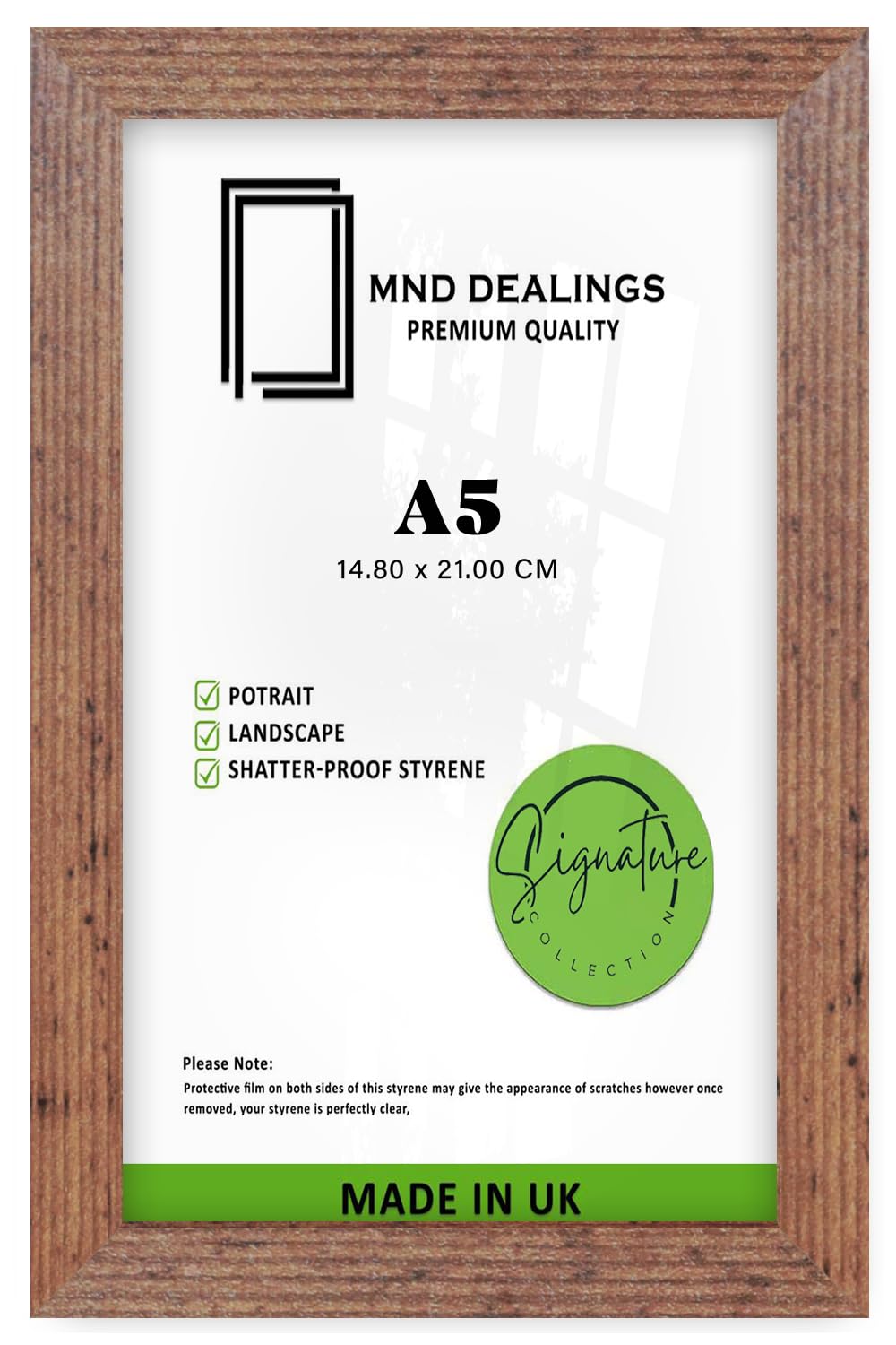 Mnd Dealings Rustic | Mdf Wood Picture Frame A5 (14.80 X 21.00 Cm) Perfect For Gift, Wall Décor & Portrait Display, Sturdy Mdf Wood, Ready-To-Hang For Home & Office Interiors [ ]