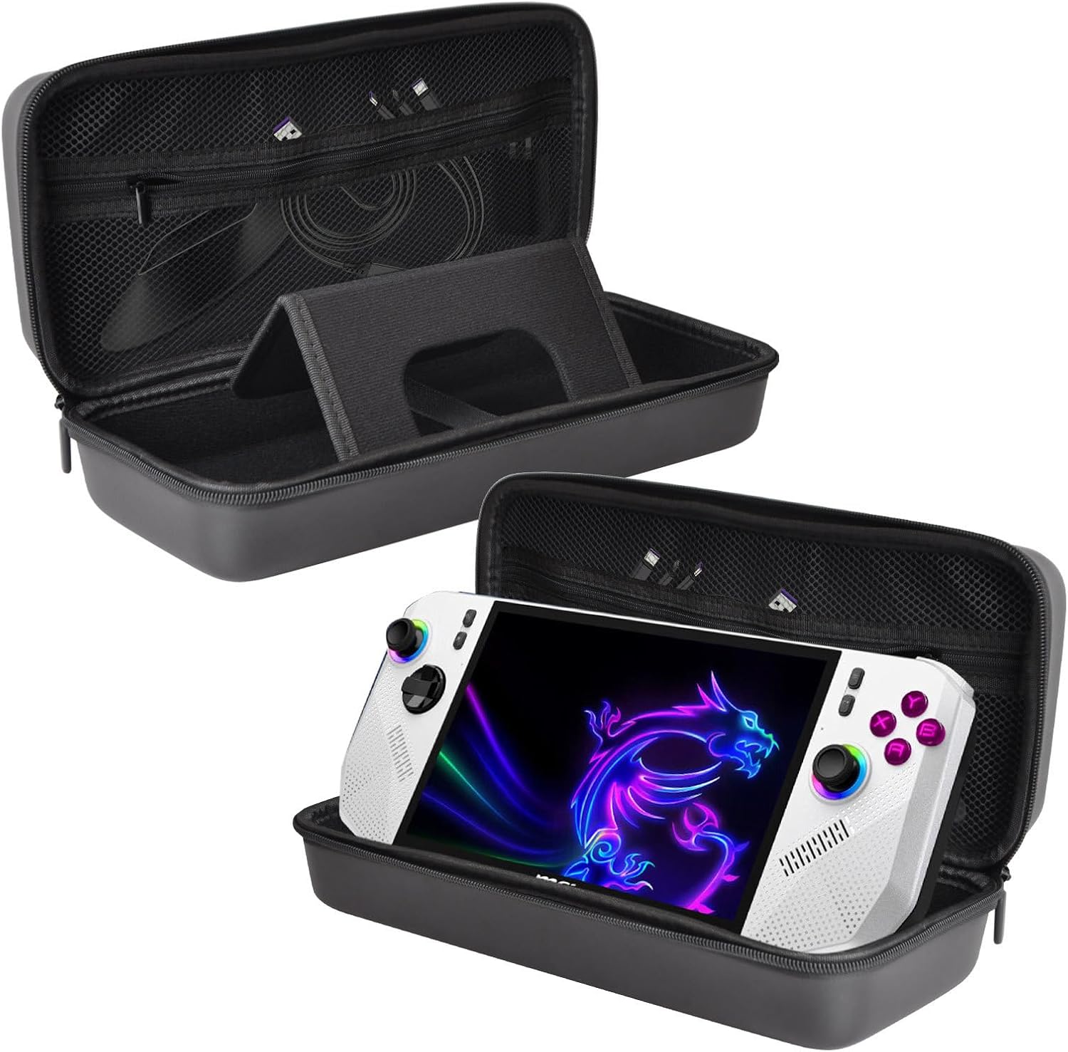Travel Carrying Case Bag for MSI Claw 8 AI+ A2VM Polar Tempest Edition PC Gaming Handheld,EVA Standing Hard Shell Cover Accessories Pocket for MSI Claw 8 AI+ Handheld Console Power Cord