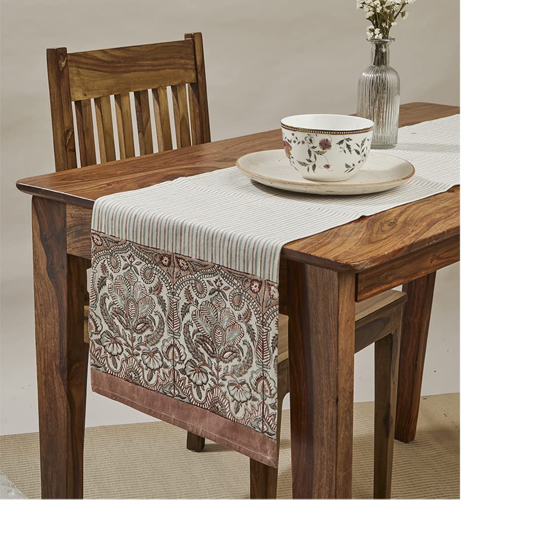 Buy Fabindia Kalpi Cotton Block Print Table Runner for 8 Seater Dining
