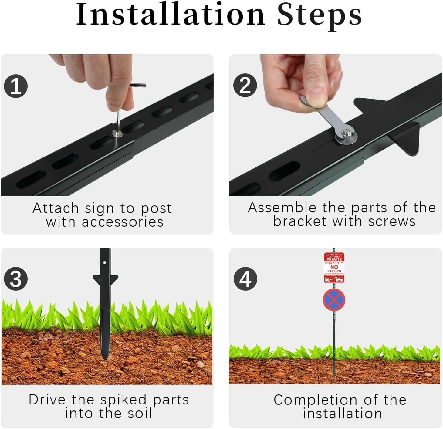 6FT Metal Yard Sign Stake, Adjustable Aluminum Sign Post with Windproof Base, Lawn Sign Holder for Real Estate, Garden, Parking, Street, Fence | Includes Installation Tools & Screws