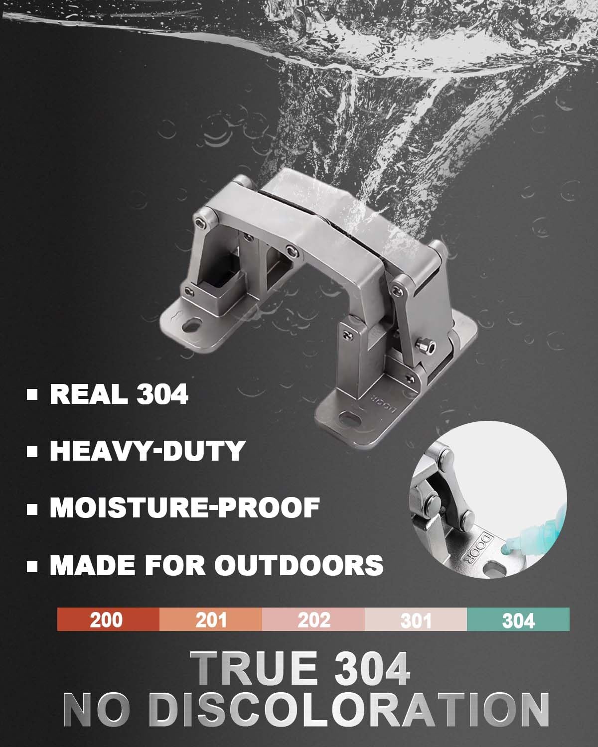 304 high-Strength Stainless Steel Fence gate Hinges, 180° Opening, Weld-on or Screw Mount for Square tubing, max Load 440lbs, Suit for Swing Gates, Farms, Gardens (2 Pack)