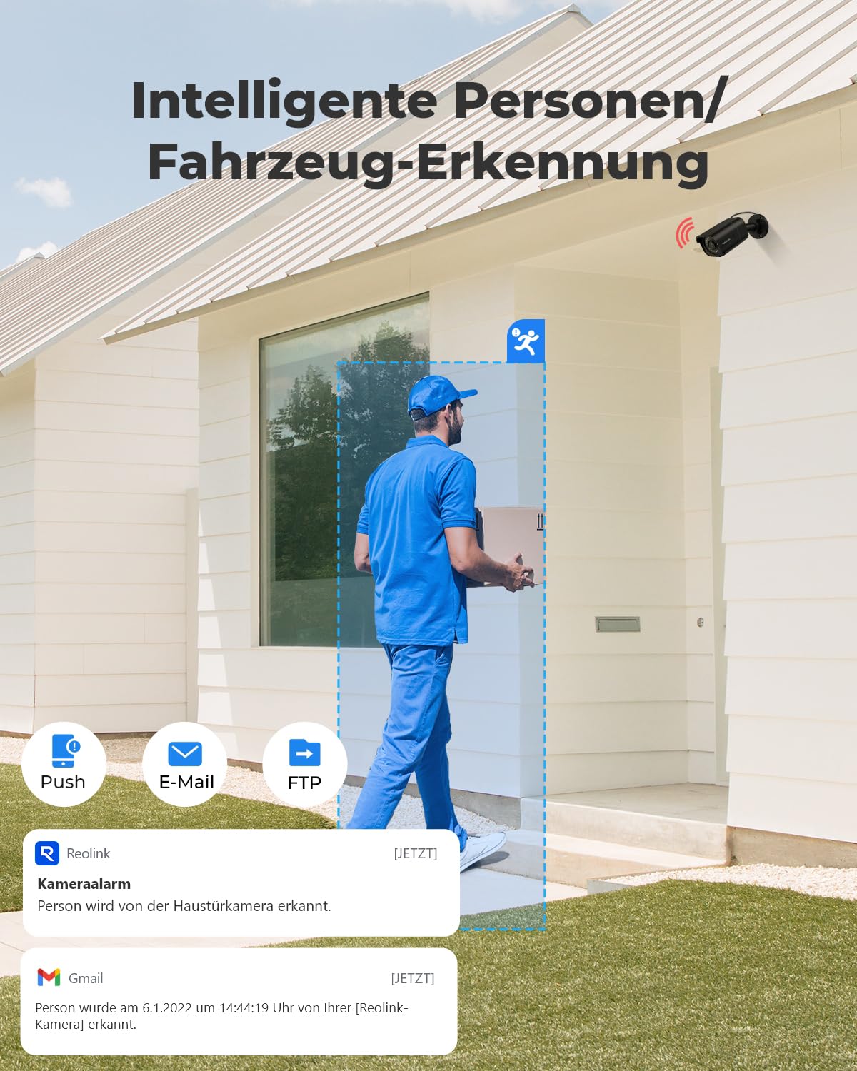 Reolink 4K Smarte PoE Überwachungskamera Aussen mit Personen-/Fahrzeug-/Tiererkennung, 8MP IP Kamera mit microSD Kartensteckplatz, Audio, IR Nachtsicht, Wasserfest, Zeitraffer, RLC-810A Schwarz