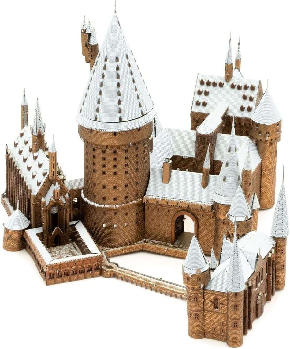 Metal Earth Fascinations Premium Series Harry Potter Hogwarts Castle in Snow 3D Metal Model Kit Bundle with Tweezers