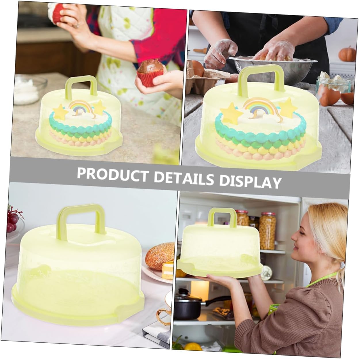2pcs Portable Cake Storage Box with Handle Lightweight Round Cake Carrier Handy Cupcake Holder Tray for Outdoor Events and Parties