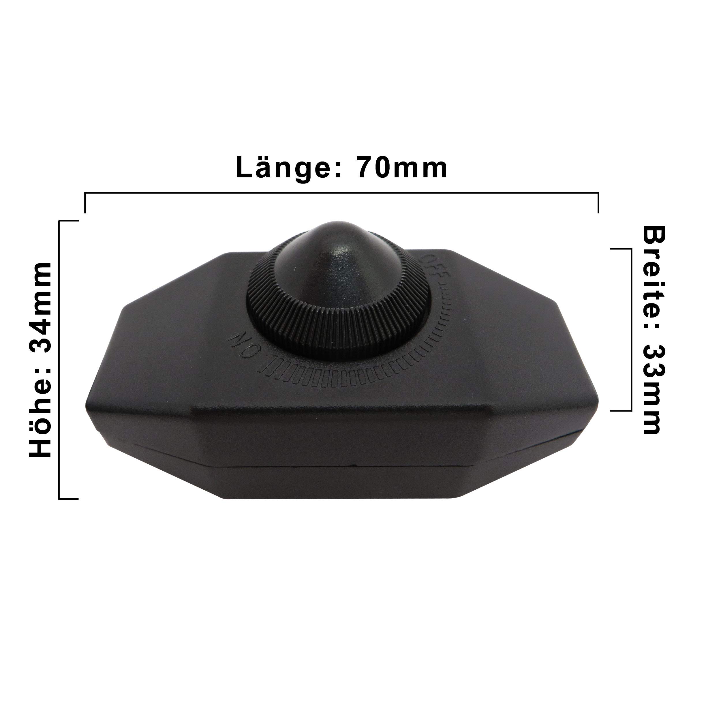 Ściemniacz LED 1-60 W z kablem o długości 2 m (wtyczka + gniazdo), bezstopniowe ściemnianie/ściemnianie (żyłowy ściemniacz obrotowy) do żarówek LED – przełącznik ściemniacza pośredniego (czarny)
