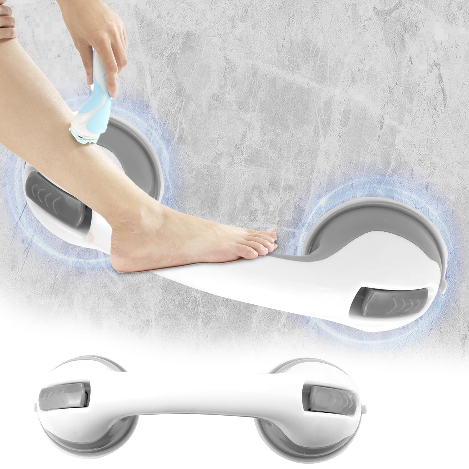 zxbaers Shower Foot Rest for Wall, Suction Cup Shower Bar, Bathtub Handle Rail, No Drilling Removable