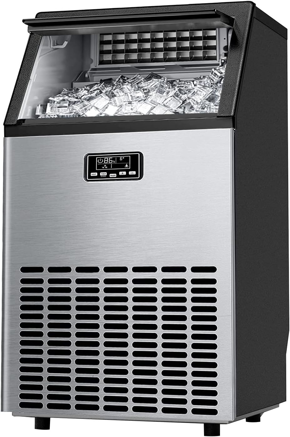 Joy Pebble Ice Maker Commercial,100lbs/24H/4,400pcs, 45 Cubes/Cycle,Ice Size Control,24H Timer,Freestanding Ice Maker Machine Under Counter, Ideal for Restaurants, Bars,Offices and Home Parties