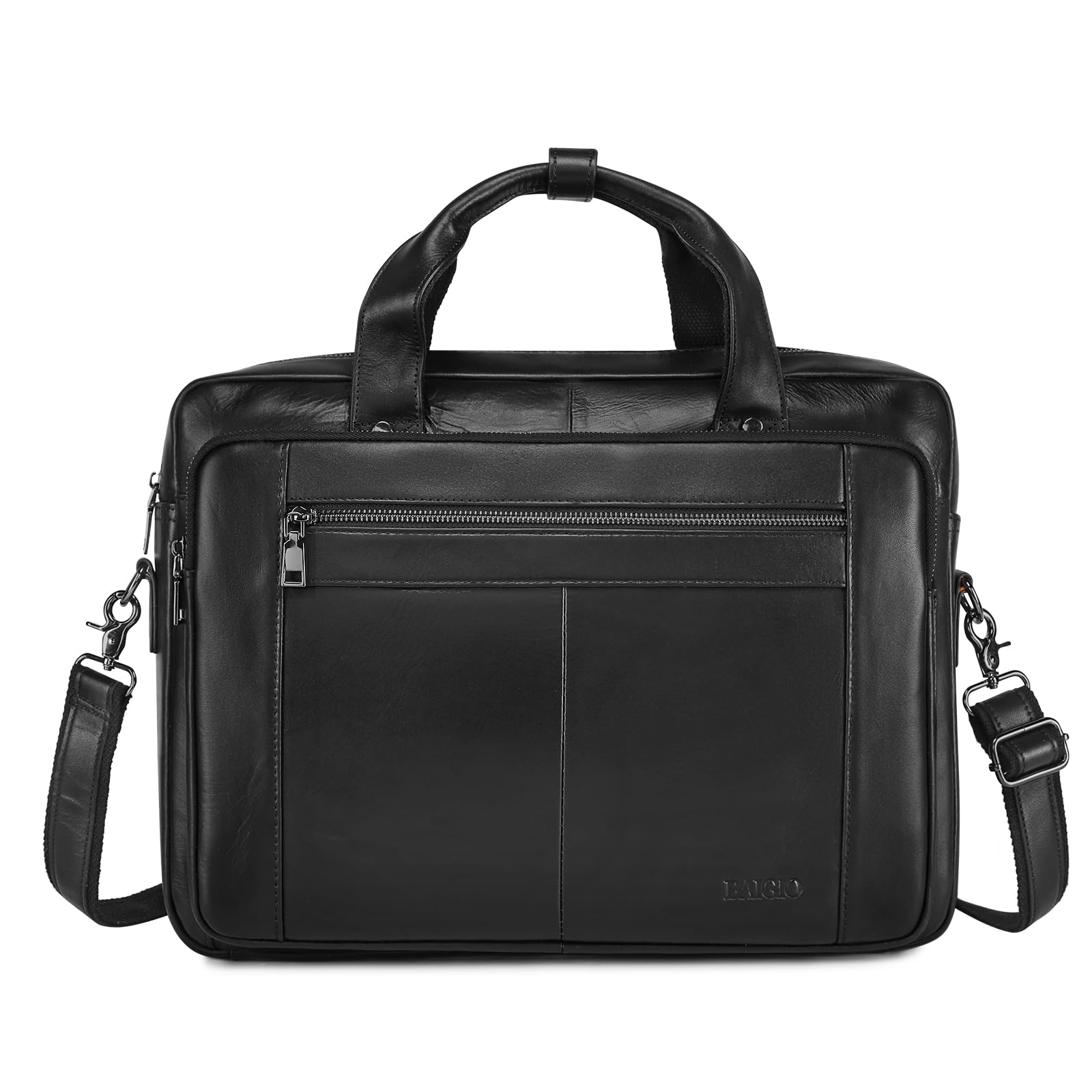 BAIGIO Herren Aktentasche Leder Laptoptasche Business Handtasche Arbeitstasche Groß Umhängetasche Ledertasche Männer Businesstasche Schultertasche Klassische Messenger Tasche 15,6 Zoll Laptop, Schwarz