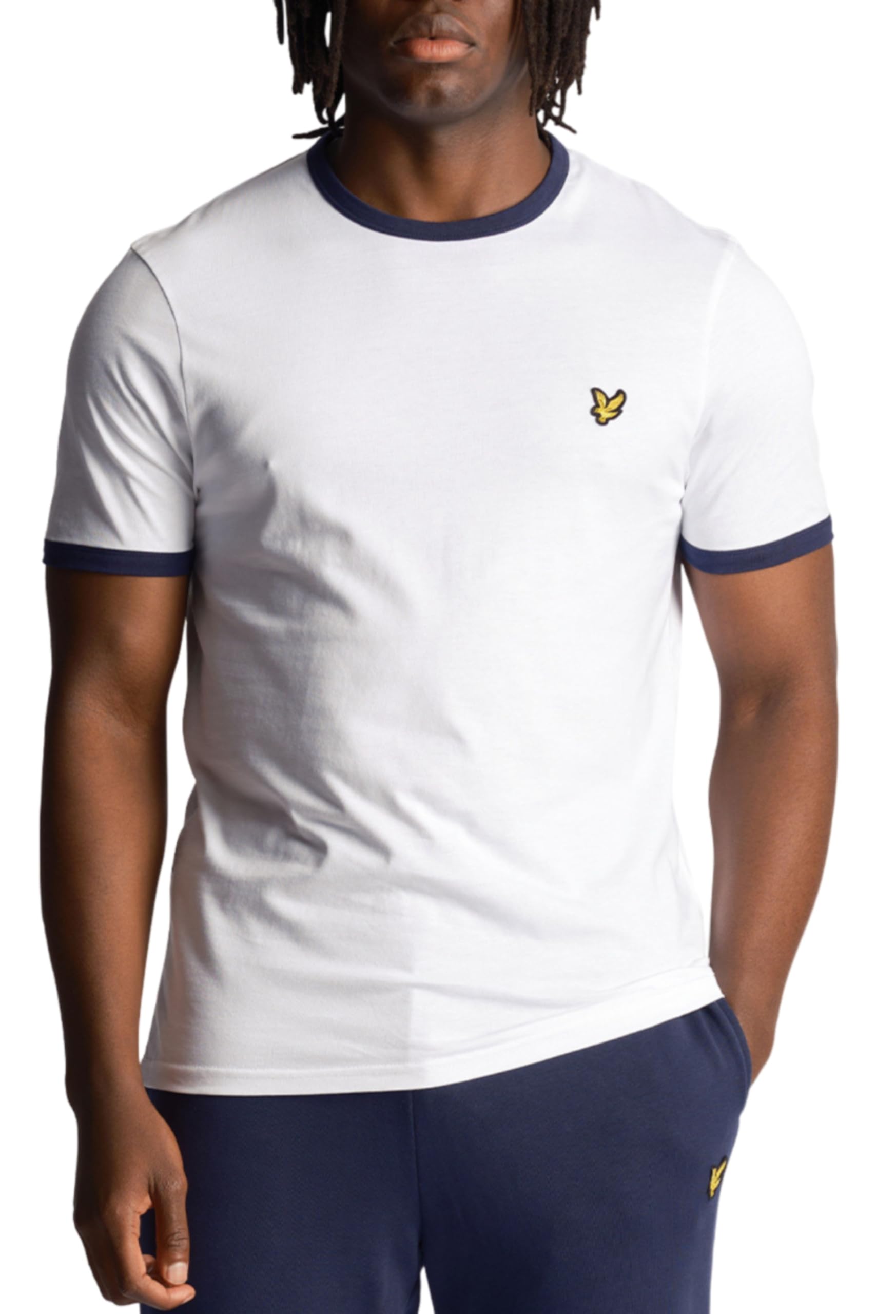 Lyle & Scott Men's White/Navy Ringer T-Shirt Xxl