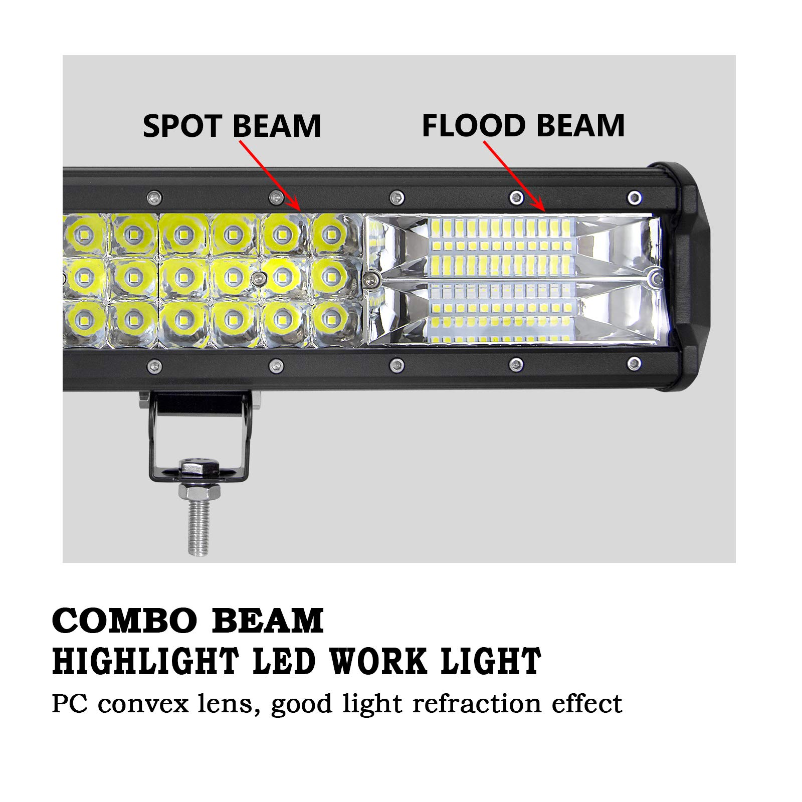 PICAA Barra Led Tres Fila 45 pulgadas 114CM 612W Barra de luz LED 12V Barra de luces LED Barra con Cable de luz de trabajo LED para SUV Offroad ATV UTV Tractor 4x4 coche auto