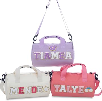 Personalized Sport Dance Gym Bag for Toddler,Travel Bag for Girls,Sewn on with Chenille Letters,Kids Christmas Gift