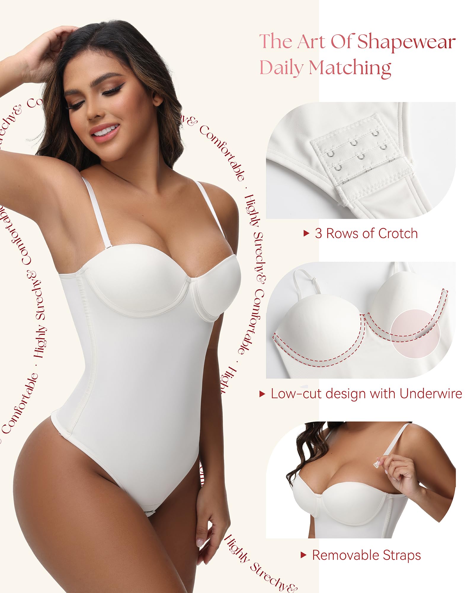 SHAPSHE Corsetto modellante senza spalline Body Top per le donne Controllo della pancia Scollo a V Perizoma Body Shaper Uscire Abiti