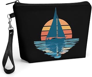 Michigan Sailboat Women's Makeup Bag for Purse | Small Toiletry Bag Zippered Cosmetic Pouch Travel Organizer with Strap