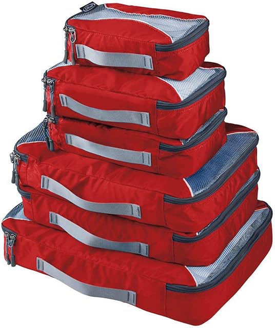 G4Free 3pcs/6pcs/7pcs Packing Cubes Suitcase Organiser Packing Bags Luggage Organiser Value Set for Travel Home Storage ((1S+2M+2L+1XL)-6PC, Red)