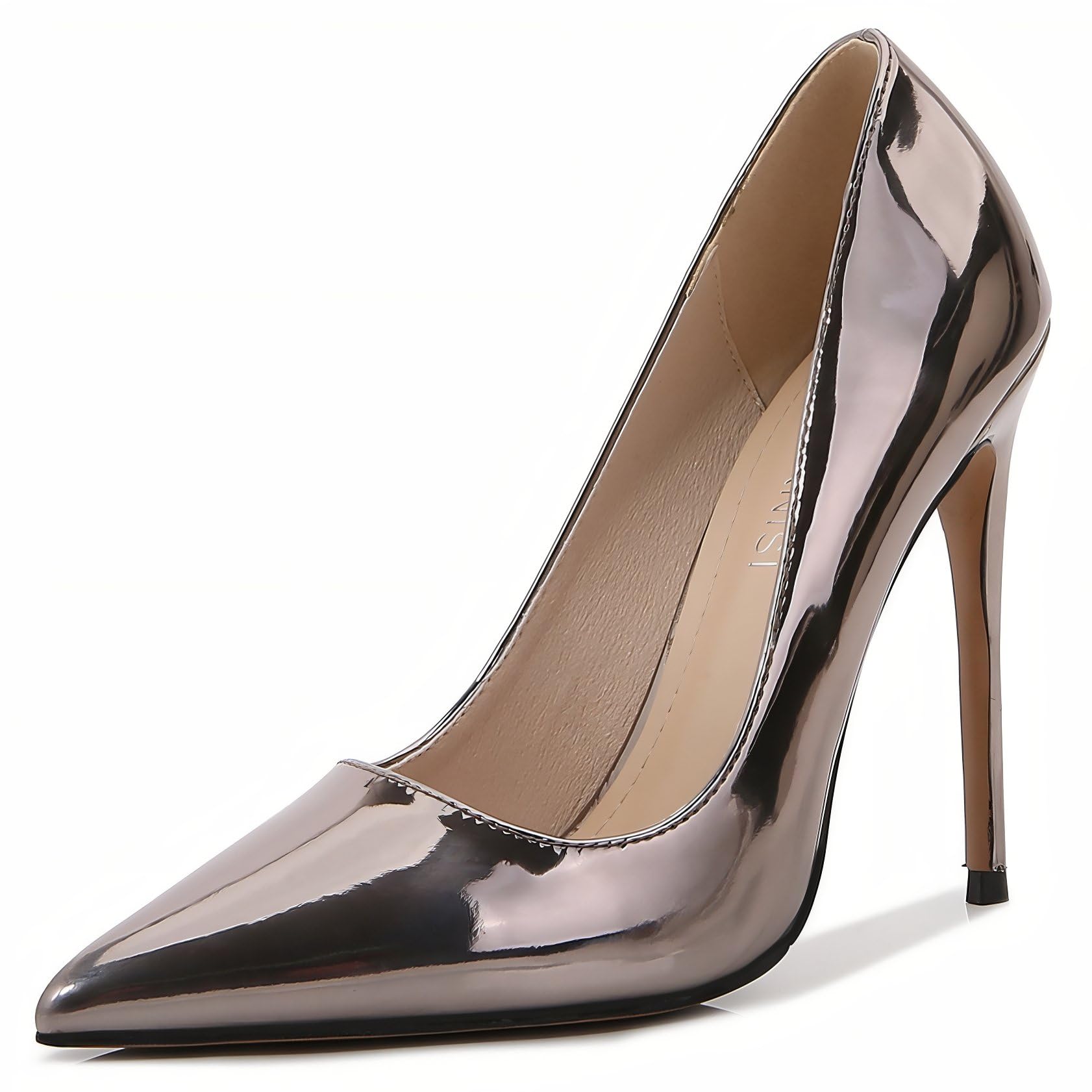 Escarpins Métallisés Stiletto À Talons Hauts Aiguilles 12 cm, Bout Pointu - Chaussures De Soirée Élégantes