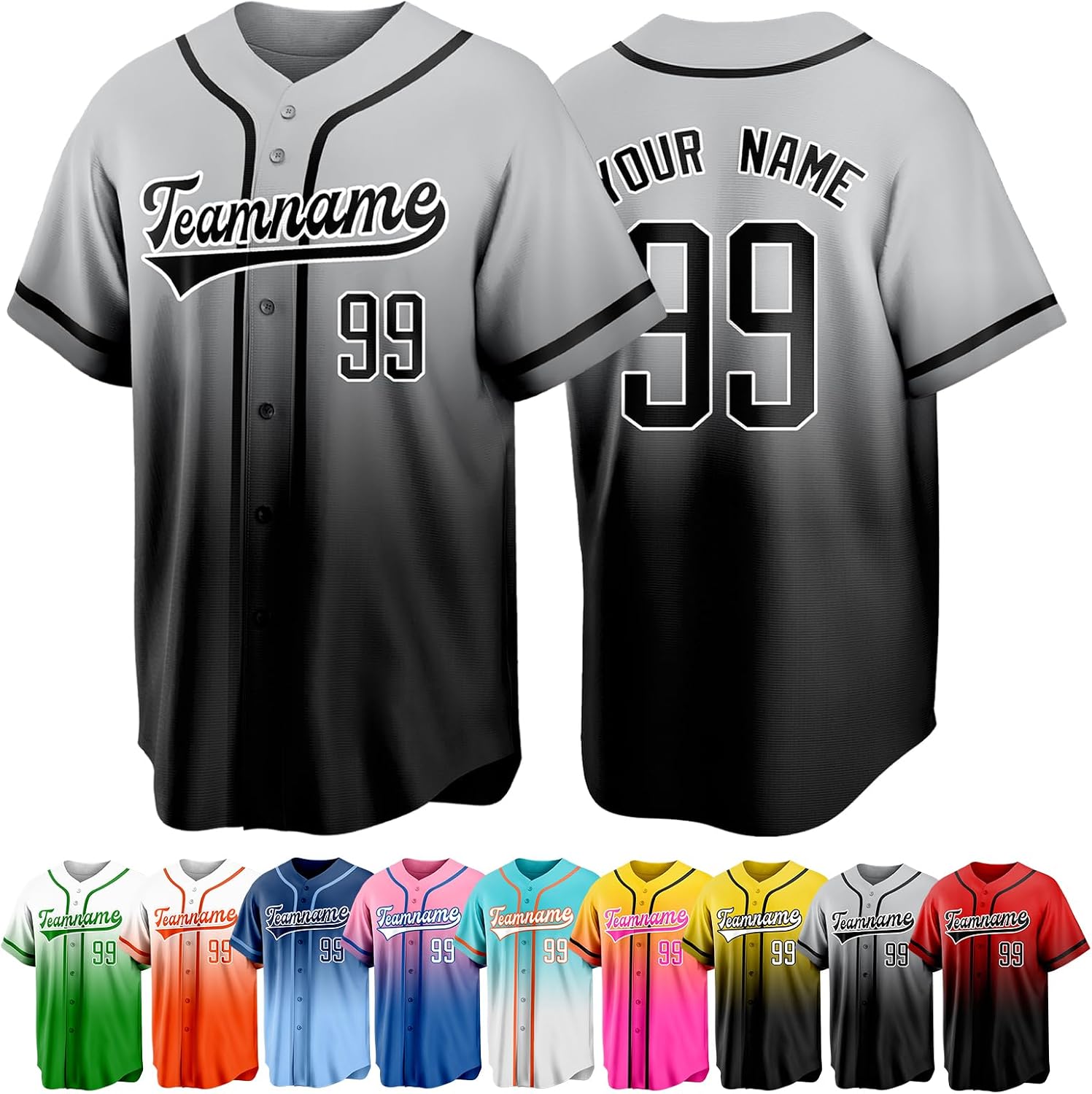 Custom Baseball Jersey Personalized Short Sleeve Team