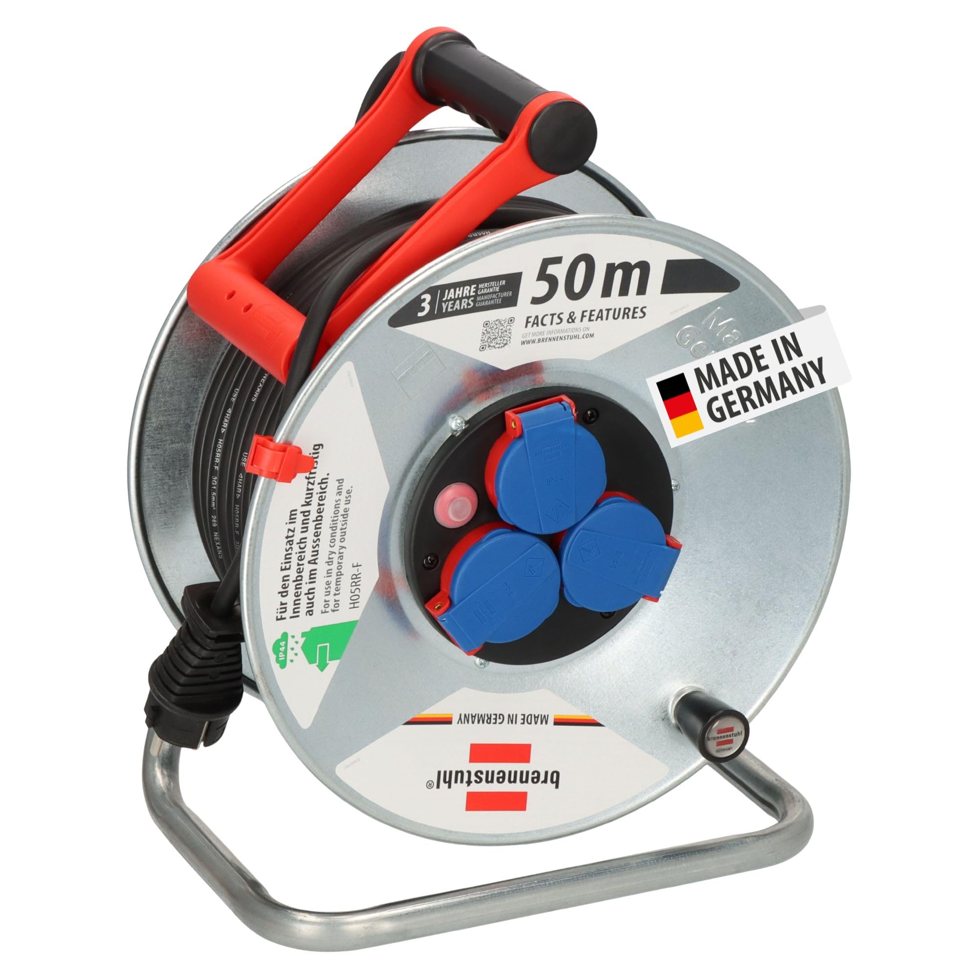 Brennenstuhl 1198530 Garant S Enrouleur de câble IP44 H05RR-F 3G1,5 50m Multicolore
