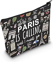 Vista 9 de POFULL Regalos temáticos de París Paris Is Calling And I Must Go Bolsa de cosméticos Regalo para amantes de París, Paris está llamando bolsa de mano