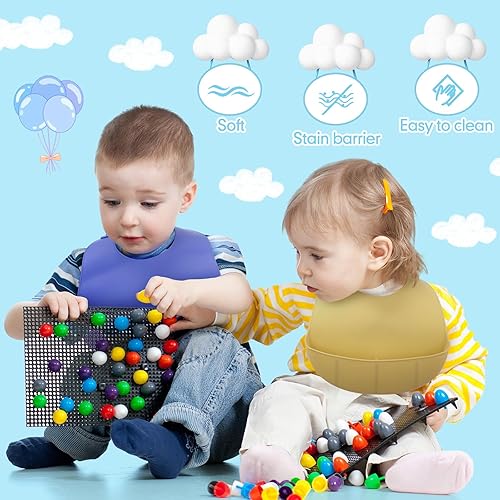 Miniatura 5 de Mepase Baberos de silicona impermeables Baberos de silicona suaves ajustables para alimentación de bebés unisex suministros de alimentación para