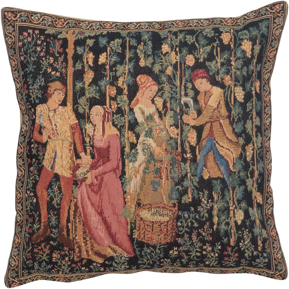 Charlotte Home Furnishings Decorative Couch Pillow Cover 13x13 in, The Harvest Sofa Throw Pillow Cover for Cozy Living Room Decor, Belgium Square Tapestry Bed Cushion Cases, Soft Cotton Jacquard Woven