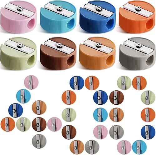 Miniatura 7 de Resurhang 200 sacapuntas de bolsillo coloridos para niños, estudiantes, sacapuntas pequeños, portátil, manual, mini sacapuntas redondo, suministros