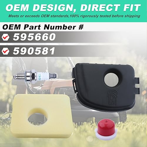 Miniatura 5 de 595660 - Cubierta para filtro de aire + filtro de espuma de filtro de aire 799579 + bombilla de imprimación 594281 para Brriggs & Sttratton