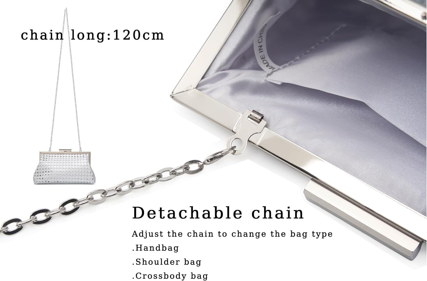 Women's Woven Clutch Purse with Detachable Chain - Elegant Evening Bag for Party, Wedding & Cocktail