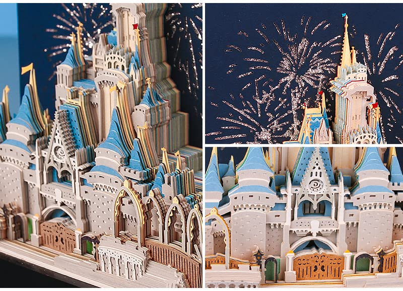 Blocco note 3D, non adesivo, modello di castello in carta con scatola espositiva, cristallo chiaro, 9 x 8 x 4 cm, 140 fogli, blocco note 3D