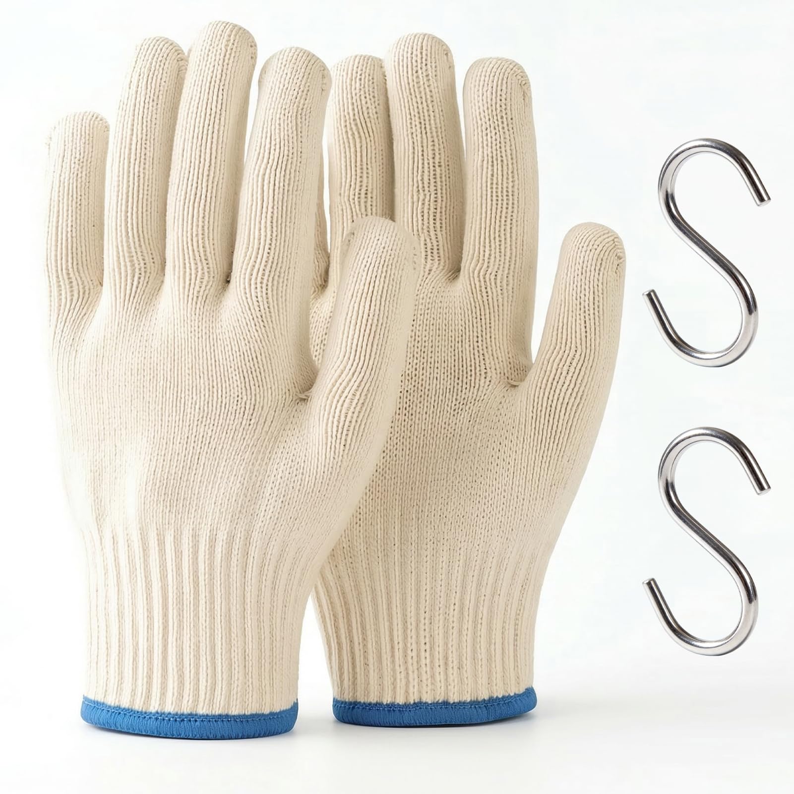 2 Pcs Oven Gloves Heat Resistant with Fingers, Non Slip BBQ Gloves, Flexible Oven Mitts for Cooking Baking Grilling, Reusable Kitchen Heat Resistant Gloves