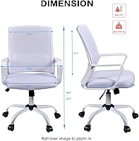 Vista 3 de Ergonomic Home Office Desk Chairs, Mesh Chair with Lumbar Back Support Armrest, Height Adjustable Executive Rolling Swivel Computer Chair, Mid Back