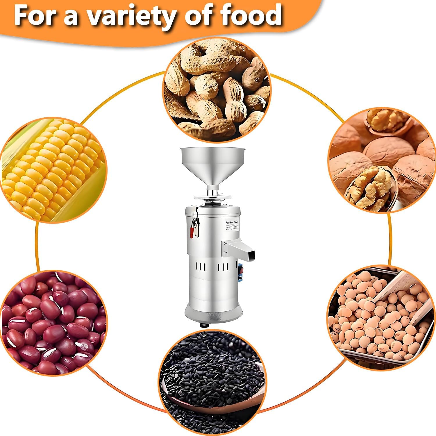 Commercial Peanut Sesame Grinding Machine,1100W Stainless Steel Peanut Butter Maker, 33lb/h Commercial Dry Spice Grinder Herb Pulverizer for Peanut, Almond, Sesame