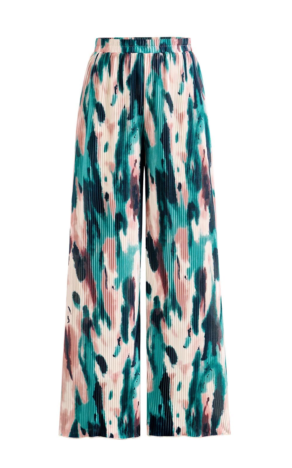 PRETTYGARDEN Womens Pants Dressy Casual Wide Leg Graphic Print Lounge Pants Women Comfy High Waist Pleated Palazzo Pants