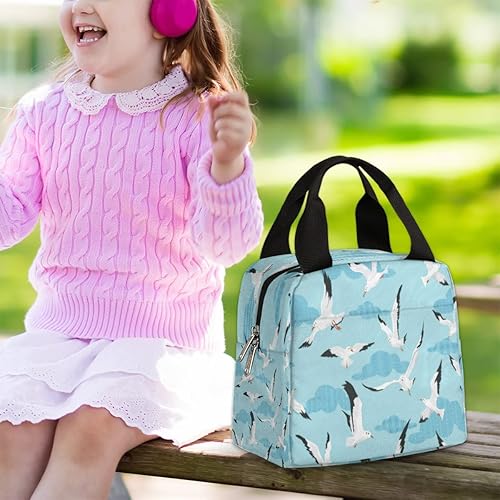 Miniatura 6 de bisibuy Seagulls - Lonchera térmica térmica con cremallera reutilizable para mujer, diseño de pájaros y pájaros, con cremallera, reutilizable, para