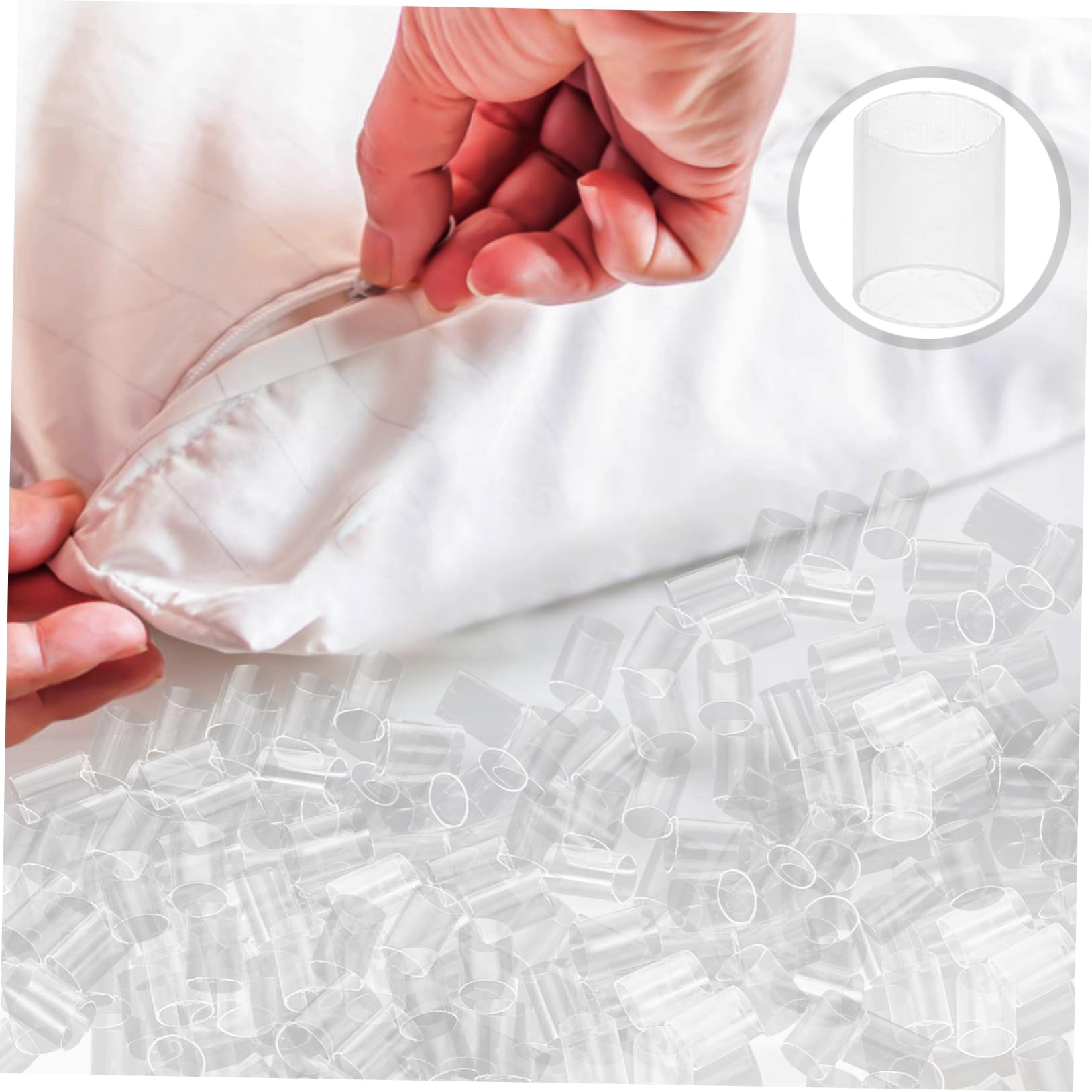 Cabilock Relleno De Almohadas Tubo De PE Transparente 6x8 Mm 1 Kg Material Elástico Ajustable para Soporte Cervical Uso Portátil para Almohadas