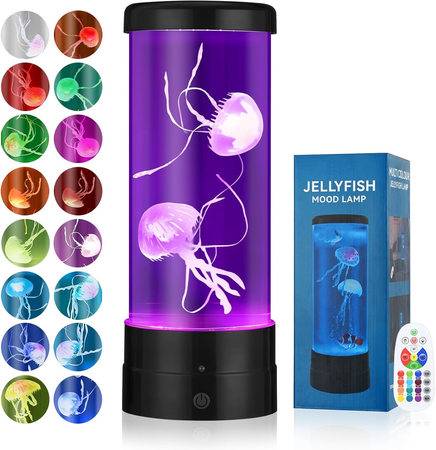 Jellyfish Lamp with 17 Light Effects, 4 Modes Electric Jellyfish Tank Table Lamp with Remote, Mood Table Lamp for Home, Office, Aquarium, Tank [Black]